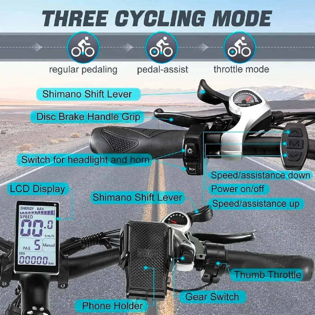 【Adventure Awaits】1000W Fat Tire E-Bike | 48V 17.5Ah Long-Range Battery | 31MPH | Conquer Any Terrain